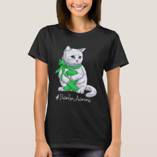 Kleinwuchs-Bewusstseinsmonat Grüne Schleife Katze T-Shirt
