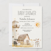 Kleinzügige Kinderzimmer Tiere Kinderdusche Einlad Einladung (Vorderseite)