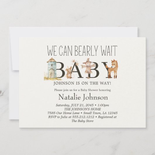 Kleinzügige Kinderzimmer Tiere Kinderdusche Einlad Einladung (Vorderseite)