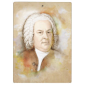 Klemmbrett mit Johann Sebastian Bach (Rückseite)