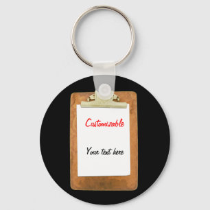 Klemmbrett mit schlichtem Weißbuch Schlüsselanhänger