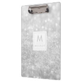 Klemmbrett - silberner Glitzer-Initialen-Name (Links)