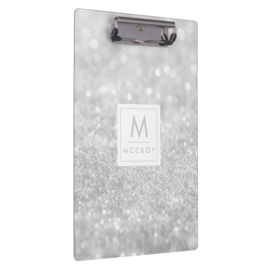 Klemmbrett - silberner Glitzer-Initialen-Name (Rechts)