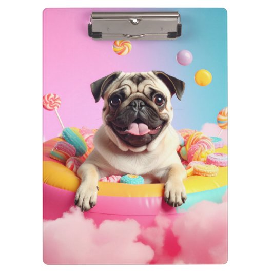 Klemmbrett – Süßer glücklicher Mops  (Vorderseite)