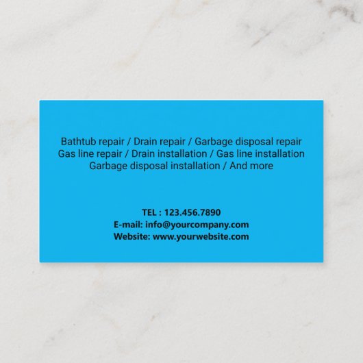 Klempner Bär House Handyman & Klempnerschwarz Visitenkarte (Rückseite)