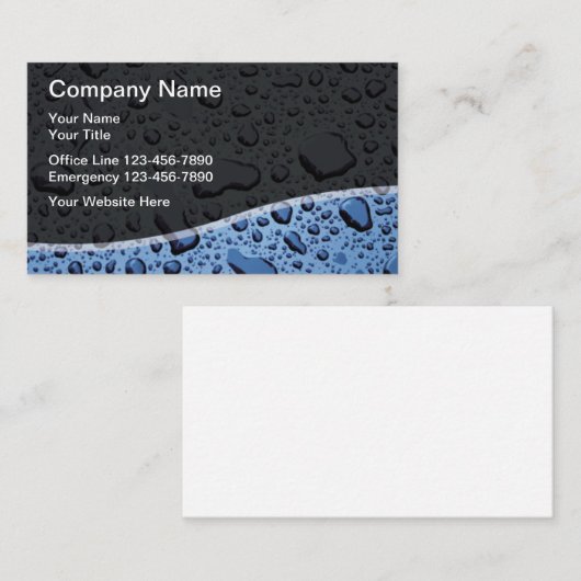 Klempner einzigartige Wassertropfen modern Visitenkarte (Vorne/Hinten)
