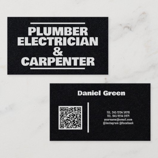 Klempner Electrical & Carpenter QR Premium Visitenkarte (Vorne/Hinten)