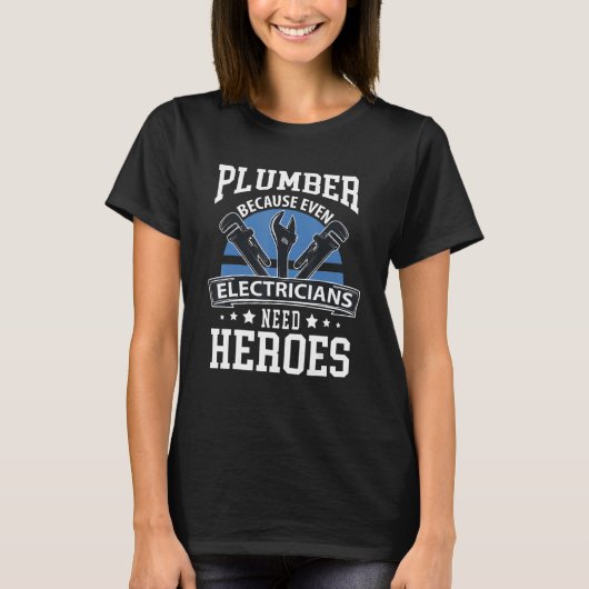 Klempner Electricians Hero Pipefitter Experte Plum T-Shirt (Vorderseite)