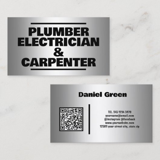 🛠️ Klempner Elektro- und Tischlerbetrieb Visitenkarte (Vorne/Hinten)