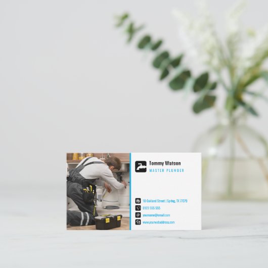 Klempner | Handy Man Business Card Visitenkarte (Stehend Vorderseite)