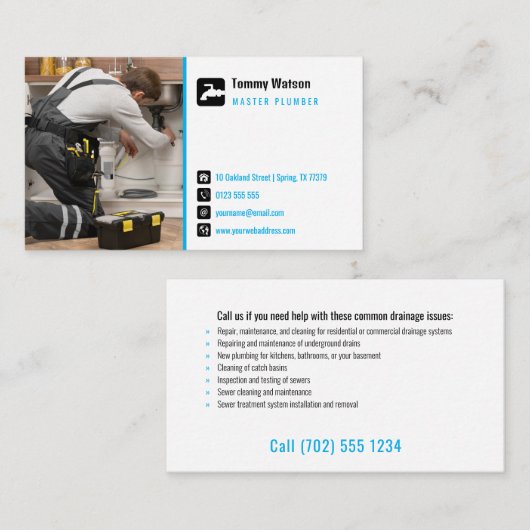Klempner | Handy Man Business Card Visitenkarte (Vorne/Hinten)