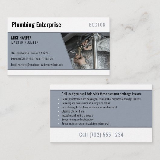 Klempner | Handy Man Silver Visitenkarte (Vorne/Hinten)