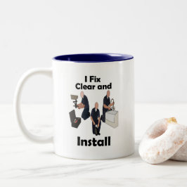 Klempner ich repariere, reinige, installiere Handw Zweifarbige Tasse