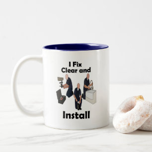 Klempner ich repariere, reinige, installiere Handw Zweifarbige Tasse