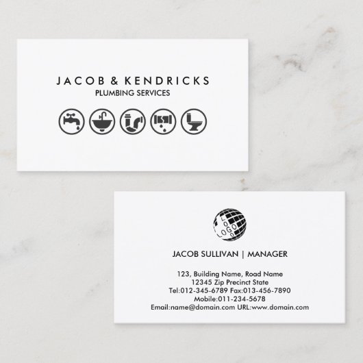 Klempner Installations-Zuhause Reparatur-Visitenka Visitenkarte (Vorne/Hinten)