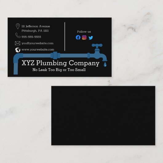 Klempner | Kläranlage Visitenkarte (Vorne/Hinten)