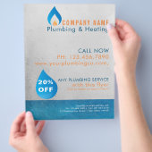 Klempner-Logo mit erwärmtem Wassertropfen Flyer (Hand)