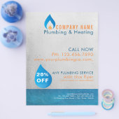 Klempner-Logo mit erwärmtem Wassertropfen Flyer (Einzeln)