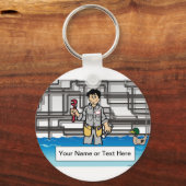 Klempner - Männlicher Cartoon von PrintedPerfectio Schlüsselanhänger (Vorderseite)