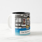 Klempner - Männlicher Cartoon von PrintedPerfectio Zweifarbige Tasse (Vorderseite Links)