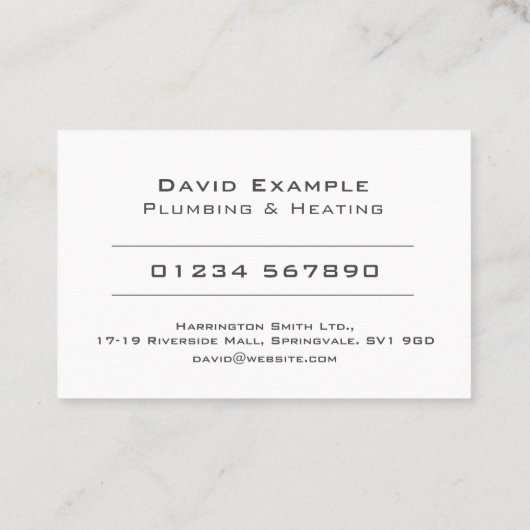 Klempner mit Illustrationskarte Visitenkarte (Rückseite)