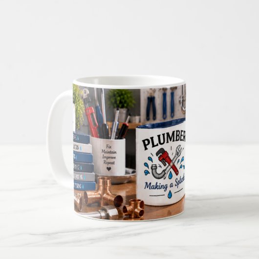 Klempner-Mug 'Einen Spritzer machen' Kaffeetasse (Vorderseite Links)