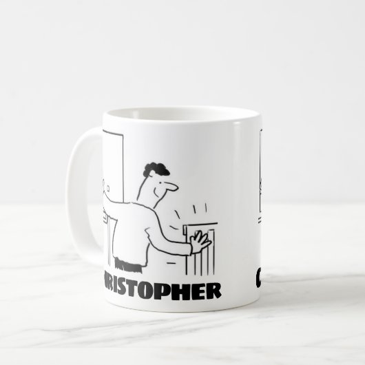 Klempner oder Heizungstechniker mit Name auf einem Kaffeetasse (Vorderseite Links)