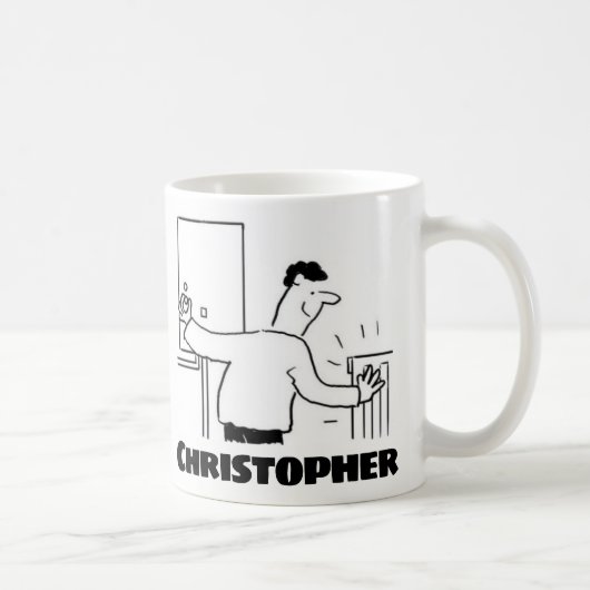 Klempner oder Heizungstechniker mit Name auf einem Kaffeetasse (Rechts)