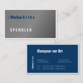 Klempner oder Spengler Typo Visitenkarten Visitenkarte (Vorne/Hinten)