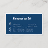 Klempner oder Spengler Typo Visitenkarten Visitenkarte (Rückseite)