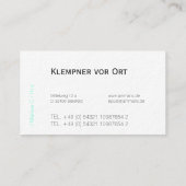 Klempner oder Spengler Typo Visiting Cards Visitenkarte (Rückseite)