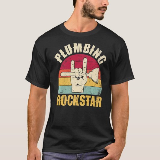 Klempner Rockstar-Klempner-Toilettenspindel Hand H T-Shirt (Vorderseite)