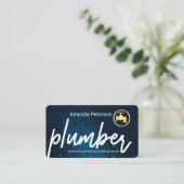 Klempner-Schild in blauen Wassertropfen Visitenkarte (Stehend Vorderseite)