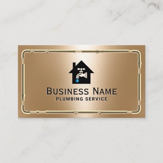 Klempner-Service-Faucet-Logo Gold-Klempner Visitenkarte (Vorderseite)