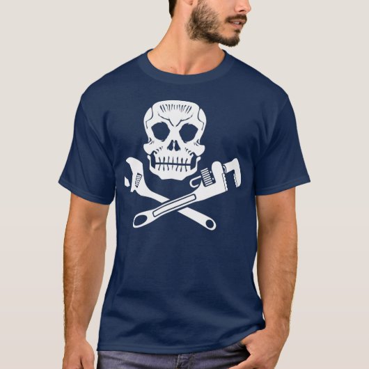 Klempner Skull Pipefitter Wrench Dampffitter T-Shirt (Vorderseite)