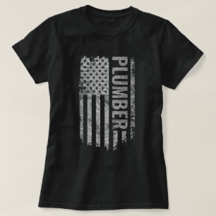 Klempner USA-Flagge mit abgenutztem Design T-Shirt