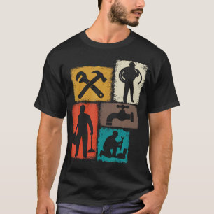 Klempner Vintage Collage Klempnerei Männer Rohrlei T-Shirt