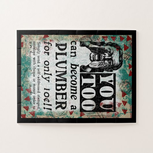 Klempner - Vintage, lustige Retro Puzzle (Horizontal)