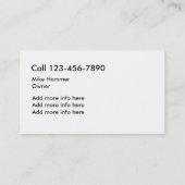 Klempner-Visitenkarte-Entwurf Visitenkarte (Rückseite)