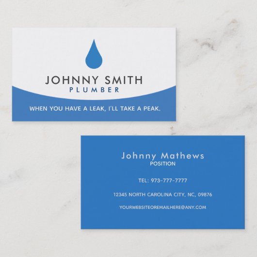 Klempner-Visitenkarten Visitenkarte (Vorne/Hinten)