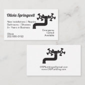 Klempner Wasser Gestochen Visitenkarte (Vorne/Hinten)