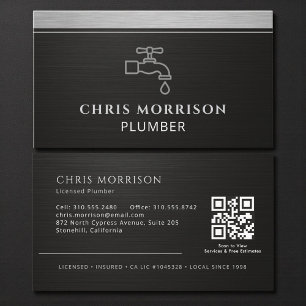 Klempner-Wasserhahn-Logo mit QR-Code Visitenkarte