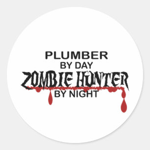 Klempner-Zombie-Jäger Runder Aufkleber