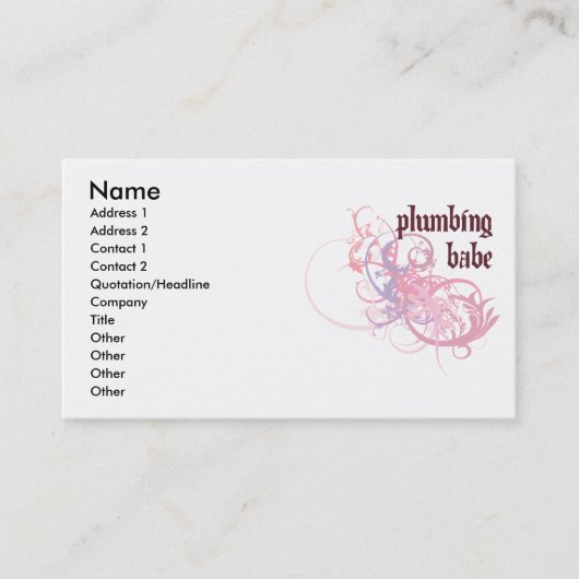 Klempnerarbeit-Baby Visitenkarte (Vorderseite)