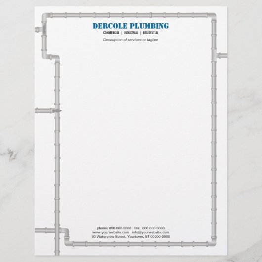 Klempnerarbeit leitet Briefkopf (Vorderseite)