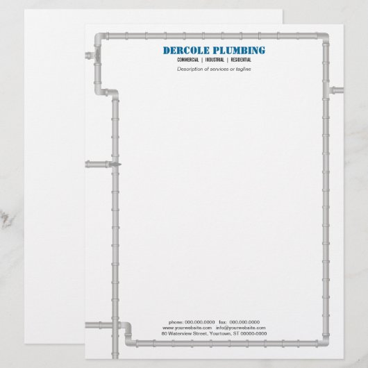 Klempnerarbeit leitet Briefkopf (Vorne/Hinten)