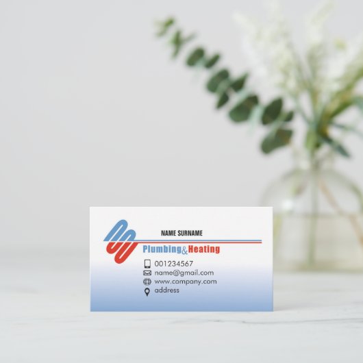 Klempnerarbeit und Heizung. Visitenkarte für (Stehend Vorderseite)