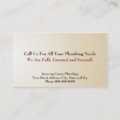 Klempnerbetriebskarte Visitenkarte (Rückseite)