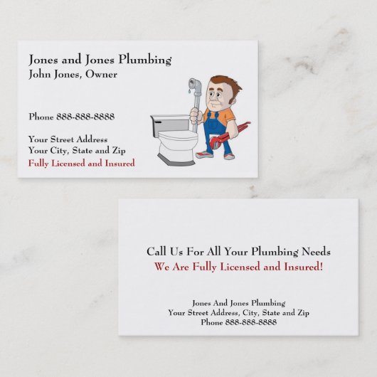 Klempnerbetriebskarte Visitenkarte (Vorne/Hinten)