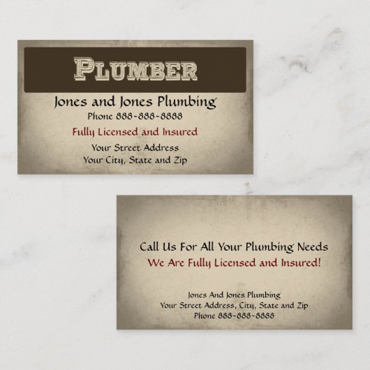 Klempnerbetriebskarte Visitenkarte (Vorne/Hinten)